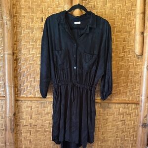 Khush Black tropical mini shirt dress medium